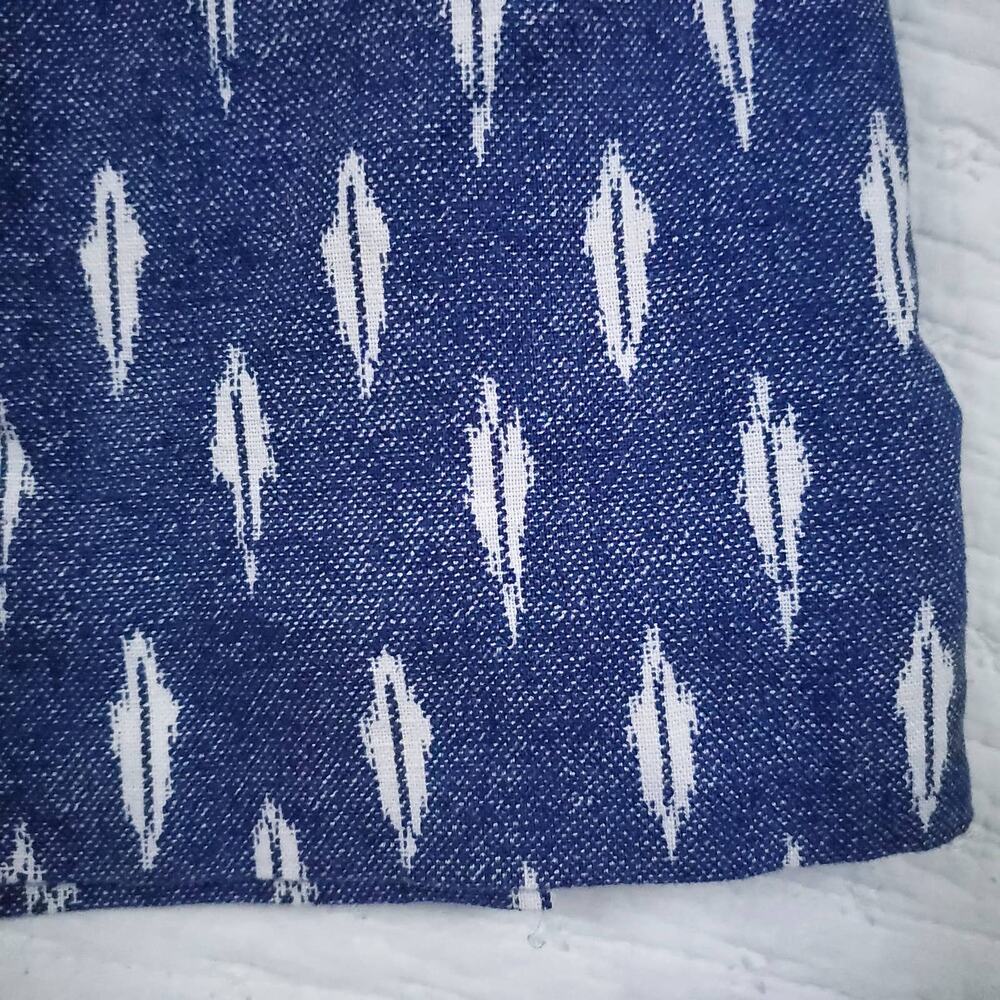 J.Crew Aztec Western Linen Blue Skirt Feather Design Pocket Paper Bag Waist 4 - Picture 4 of 8